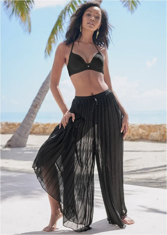 Pleated Cover-Up Pants - Black