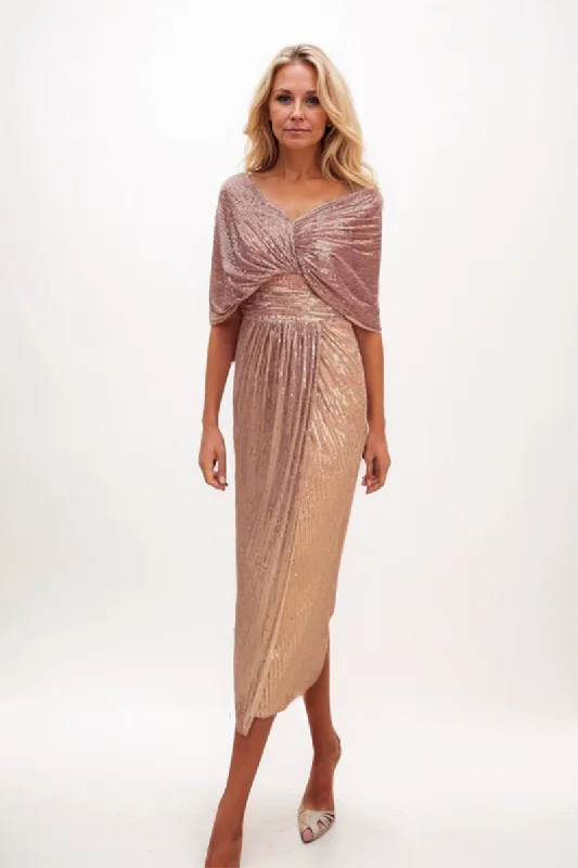 A-line Midi Sequined Mother Dress CM0225 Shimmer Sequin Dress