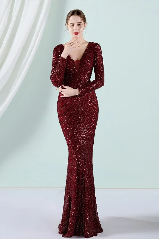 Sheath-column floor length sequined dress 677618007679 Pink Sequin Gown