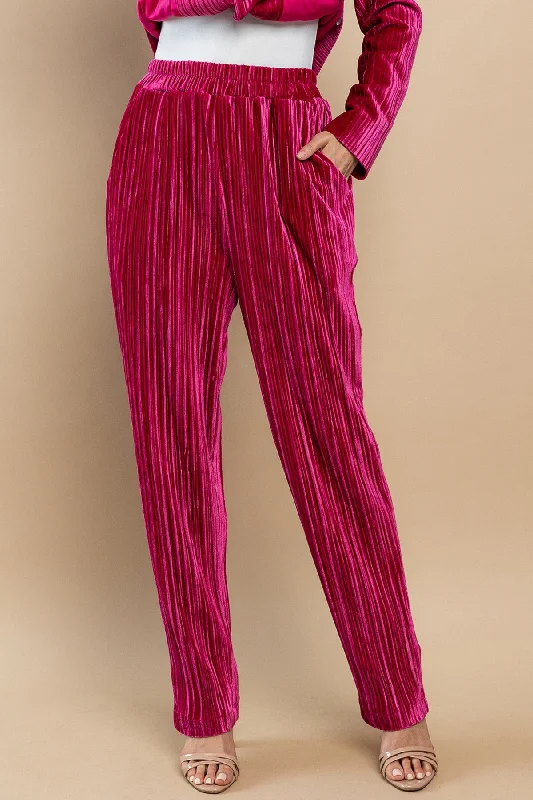 Velvet Dreams Fuchsia Pleated Pants