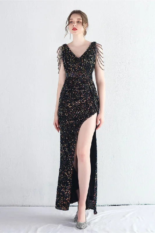 Trumpet-Mermaid Floor Length Sequins Dress 682786662179 Sleek Sequin Dress