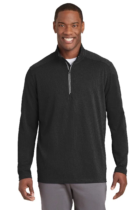 Sport-Tek Sport-Wick Textured 1/4-Zip Pullover.  ST860 Fleece Hoodies & Sweatshirts