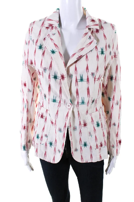 V.De.Vinster Womens Ganesh Woven Abstract Blazer Jacket Red White Green Small Casual Blazer Jackets