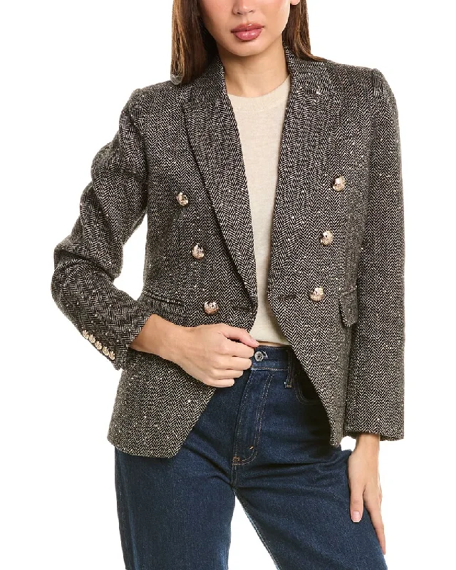 Stella + Lorenzo Wool-Blend Blazer Black Blazer Jacket