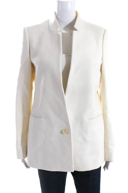 Stella McCartney Women's Long Sleeves Lined  Button Down Blazer Beige Classic Blazer Jacket