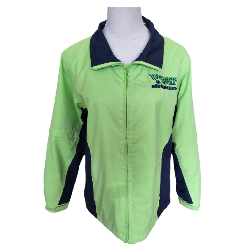 The Weather Co Women's Lime & Navy Full Zip Rain Jacket w/ Logo Size S MSP$75