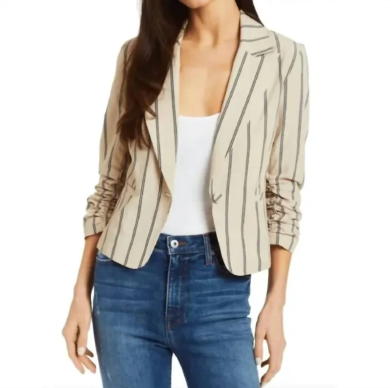 Suzie Blazer In White/blue Casual Office Blazer