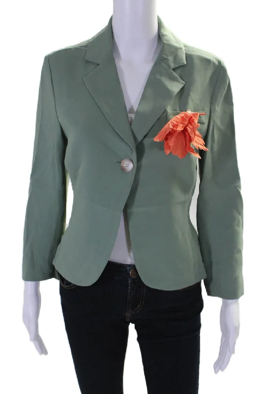 Rosie Assoulin Womens Double Faced Georgette Silk Oh Baby Blazer Jacket Sage 4 Tweed Blazer Jacket