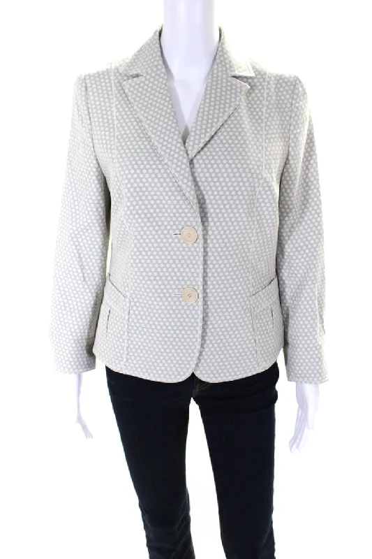 Akris Punto Women's Long Sleeves Unlined Two Button Blazer Polka Dot Structured Blazer Jacket