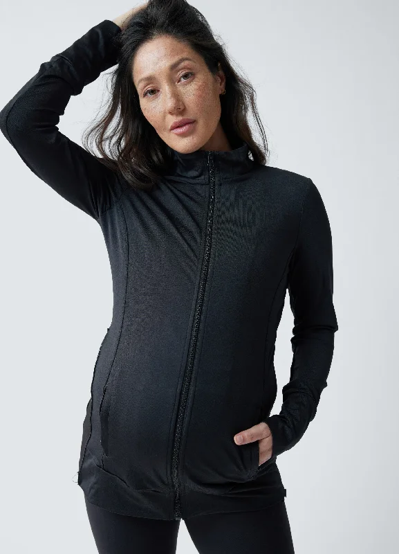 Active Maternity Side Zip Jacket Black Best women's jackets for layering