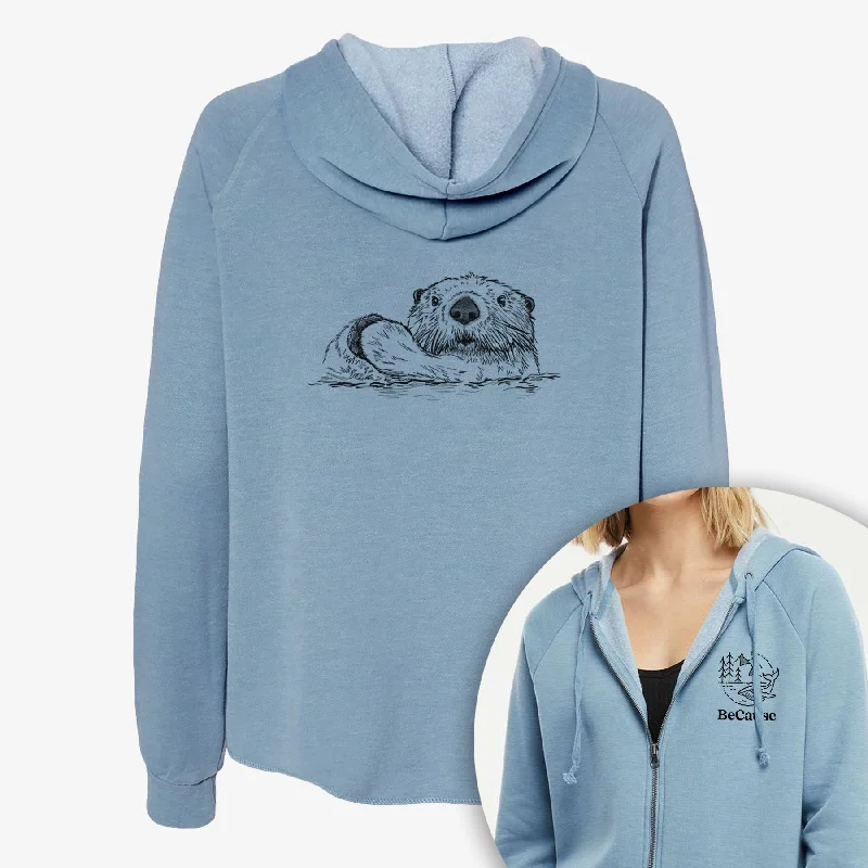 Northern Sea Otter - Enhydra lutris kenyoni - Women's Cali Wave Zip-Up Sweatshirt Graphic Hoodie Sweatshirt