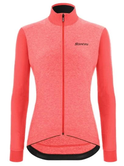 Santini Women's Colore Puro Long Sleeve Jersey - Granatina (coral) Long Hoodie Sweatshirt