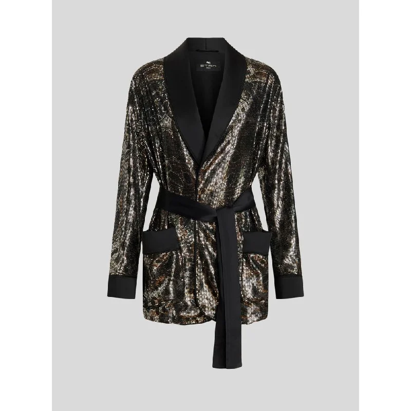 Jacket With Micro Printed Sequins Stylish Blazer Jacket