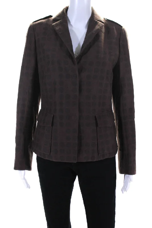 Akris Punto Womens Cotton Polka Dot Button-Up Blazer Jacket Brown Blazer Jacket Style