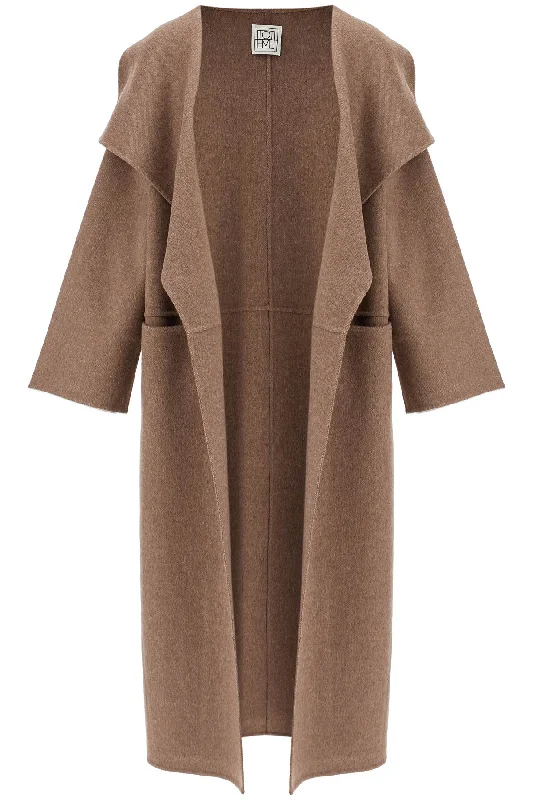 beige wool and cashmere kimono coat 251 WRO885 FB0360 OAK MELANGE