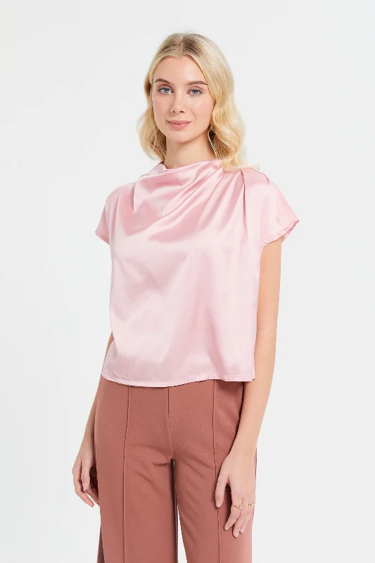 Woman Pink Satin Blouse