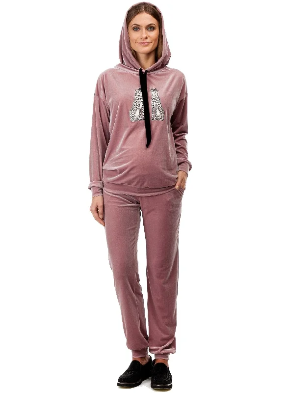 Valentina Maternity Tracksuit (2 Piece Set) - Misty Rose Women's fleece jackets