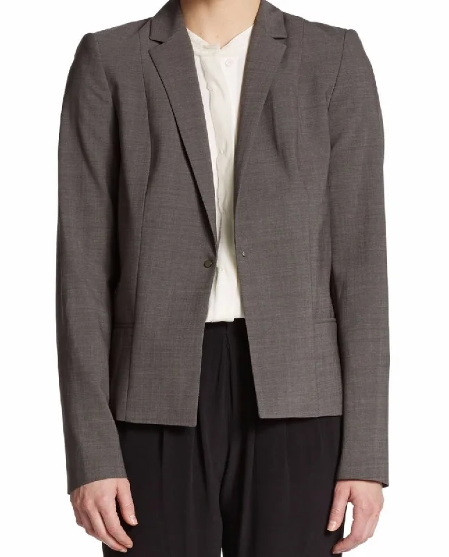 ELIE TAHARI Women's Wendy Gray Wool Blend Pleated Back 1 Button Blazer Lined Modern Women’s Blazer