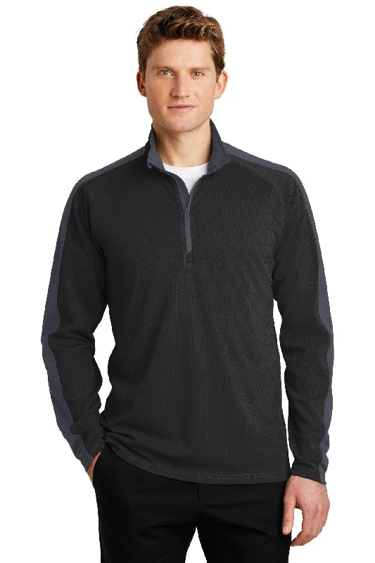 Sport-Tek Sport-Wick Textured Colorblock 1/4-Zip Pullover. ST861 Loose Fit Hoodie Sweatshirt