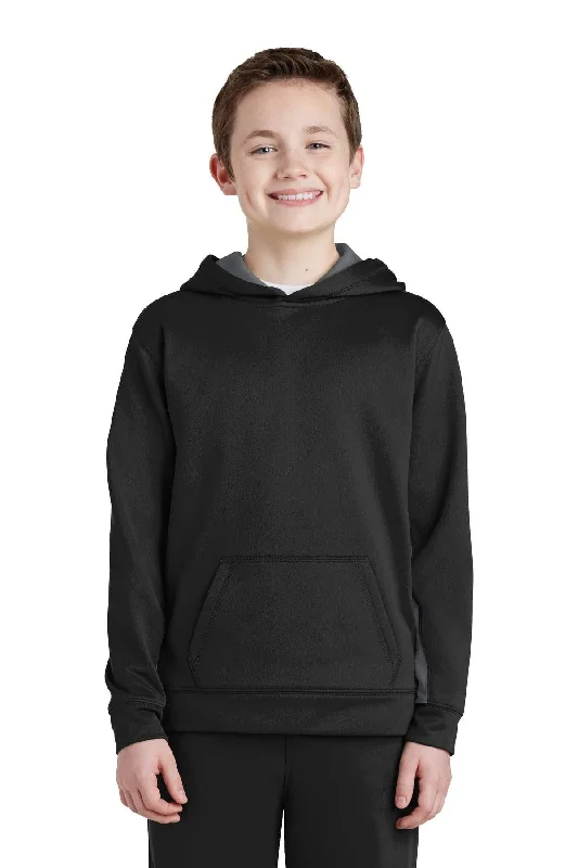 Sport-Tek Youth Sport-Wick Fleece Colorblock Hooded Pullover.  YST235 Casual Pullover Hoodies