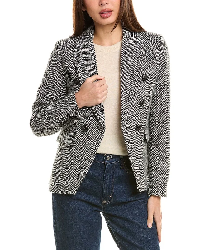 Stella + Lorenzo Wool-Blend Blazer Blazer with Ruffles