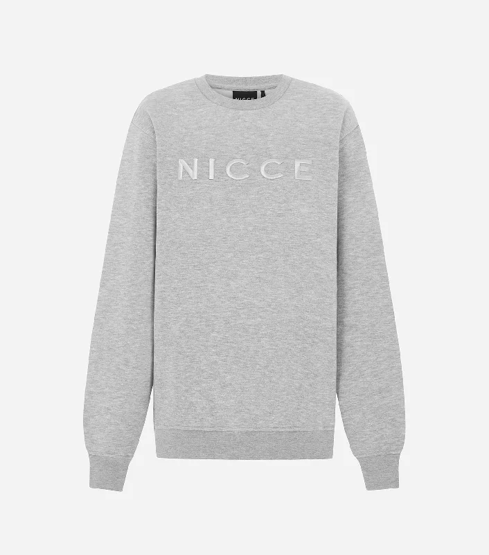 NICCE Womens Ersa Large Logo Sweatshirt | Light Grey Marl Graphic Hoodie Sweatshirt