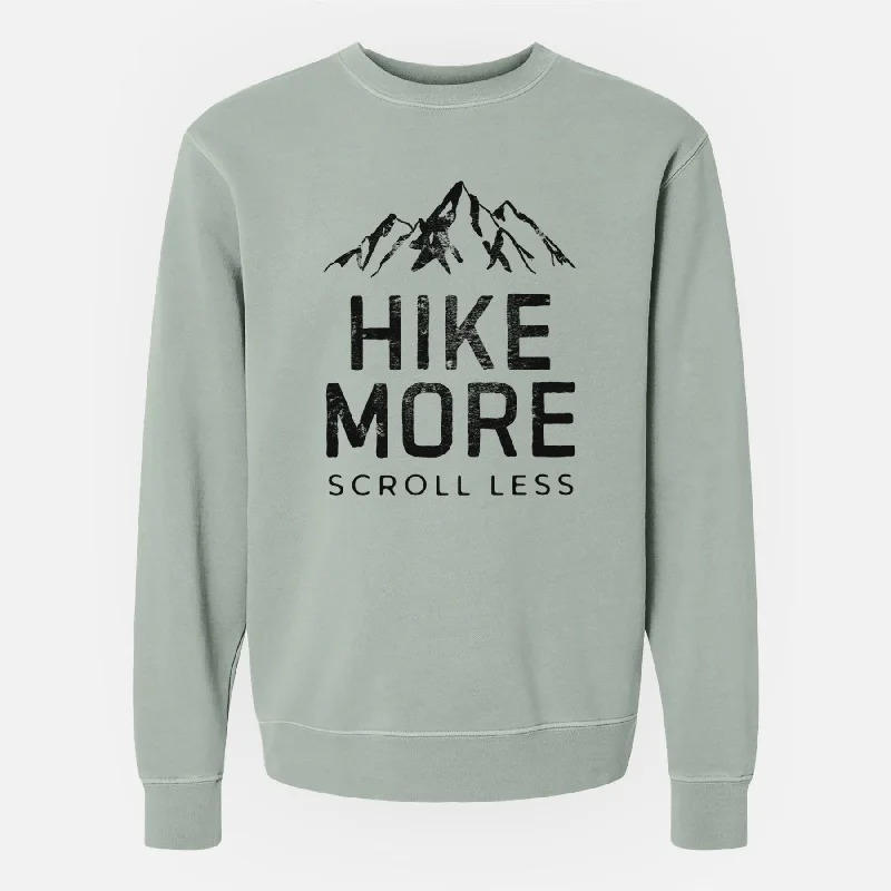 Hike More - Scroll Less - Unisex Pigment Dyed Crew Sweatshirt Casual Hoodie Style