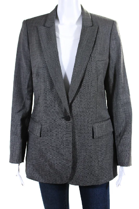 Stella McCartney Womens Micro Check Peak Lapel Blazer Jacket Black White FR 46 Work Blazer Collection