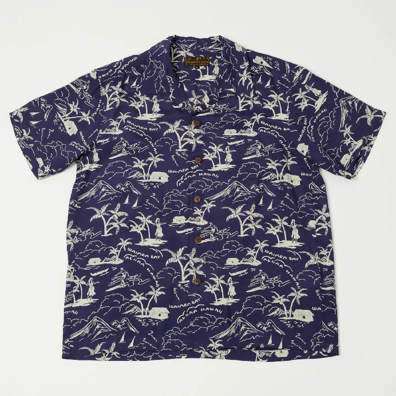 Micky Oye 'Waimea Bay' Aloha Shirt - Blue