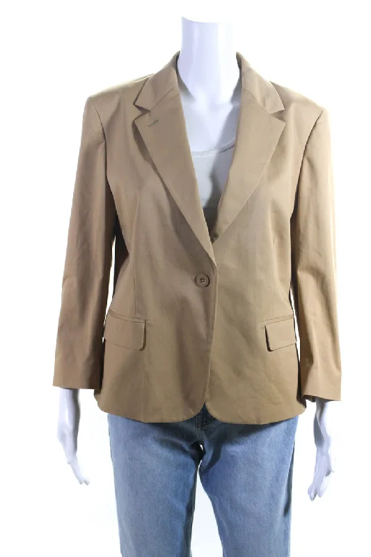 QL2 Womens Beata Notched Collar One Button Khaki Blazer Jacket Beige Blazer for Date Night