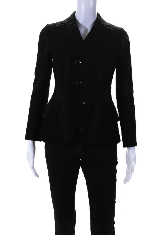 Shiro Sakai Womens New Classic Tailored Boucle Blazer Jacket Black Minimalist Blazer Look