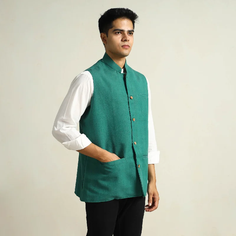 Green - Pure Cotton Handloom Men Nehru Jacket 12 Women's must-have jackets