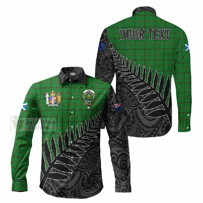 Don Crest Tartan Long Sleeve Button Shirt with New Zealand Silver Fern Half Style