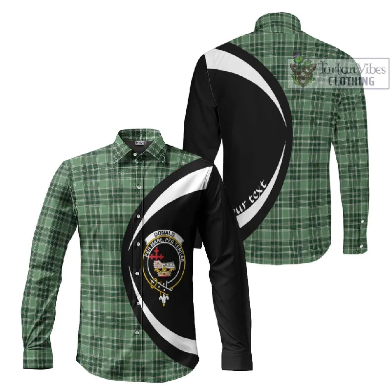 Donald Lord of the Isles Hunting Tartan Long Sleeve Button Up with Family Crest Circle Style Donald Lord of the Isles Hunting Tartan Long Sleeve Button Up with Family Crest Circle Style