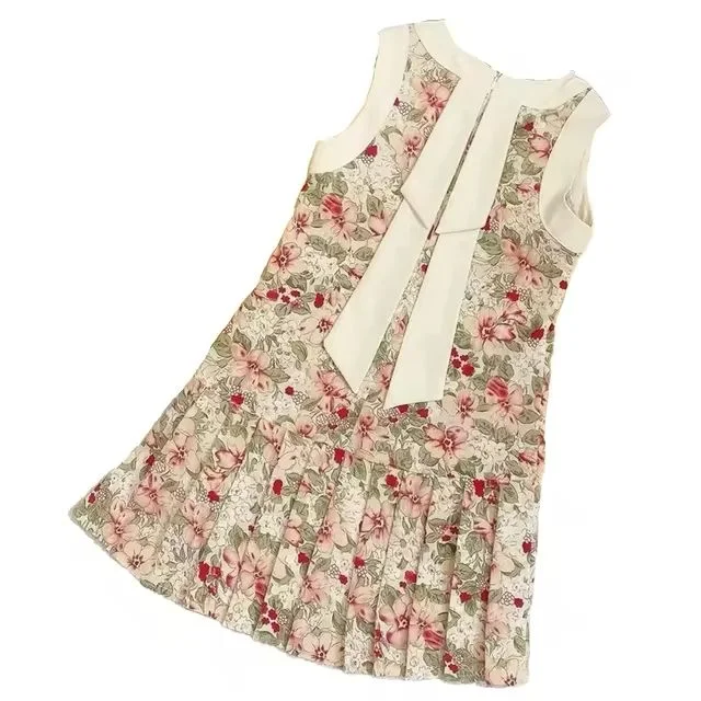 Baby Girl Dress Sleeveless Dressss Crew Neck Toddler Girls Sundress Kids Clotheses   S48980479