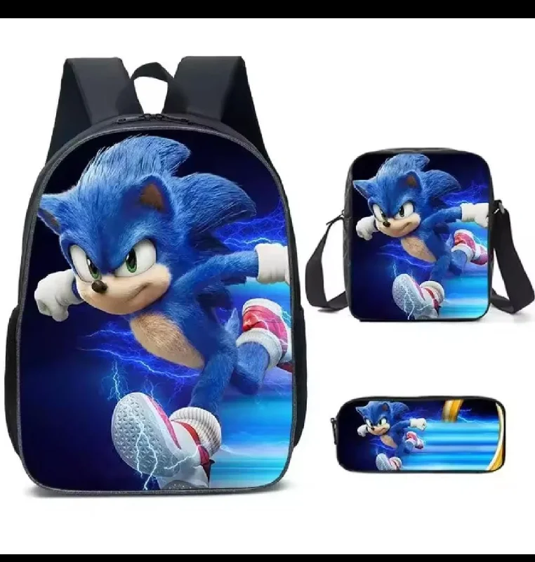 3Pcs Boys Girls Anime Cartoon School Bag Mochila Zipper Shoulders S4671889