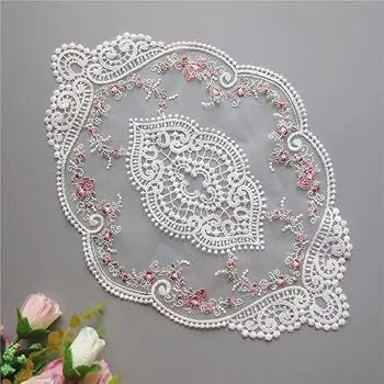 Romantic Floral Place Mats for Dining Table, Coasters, Embroidery Craft Flower Placemats Fabric Tablemat, Heat-Resistant Washable Mats   X4234786