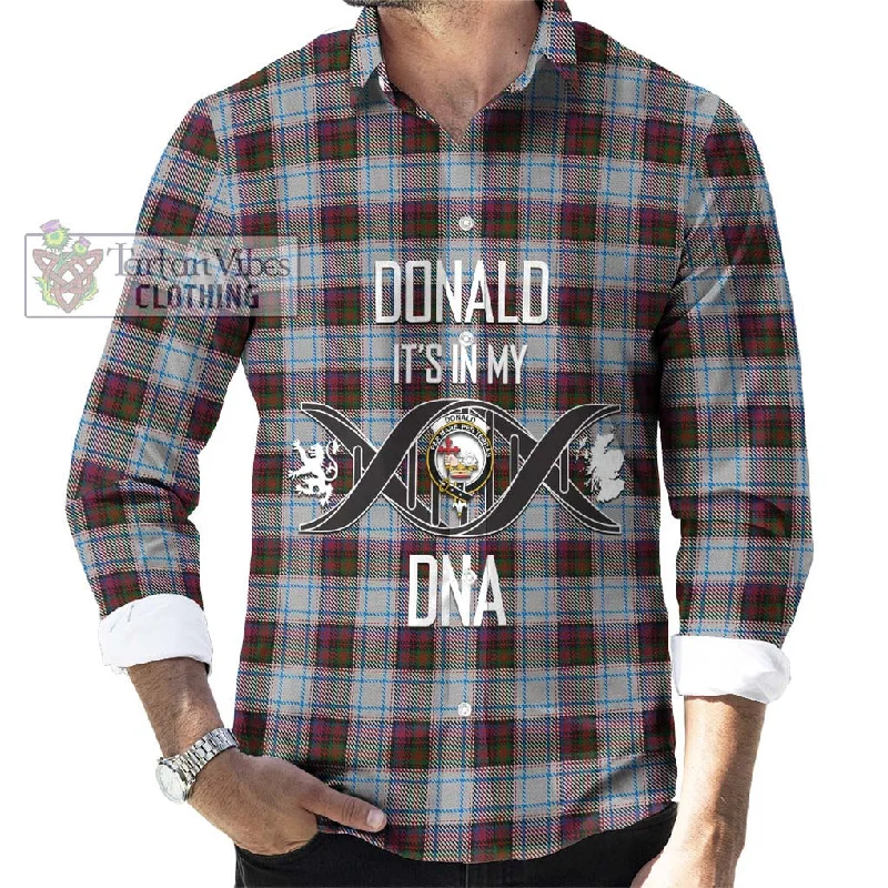 Donald Dress Ancient Tartan Long Sleeve Button Shirt with Family Crest DNA In Me Style