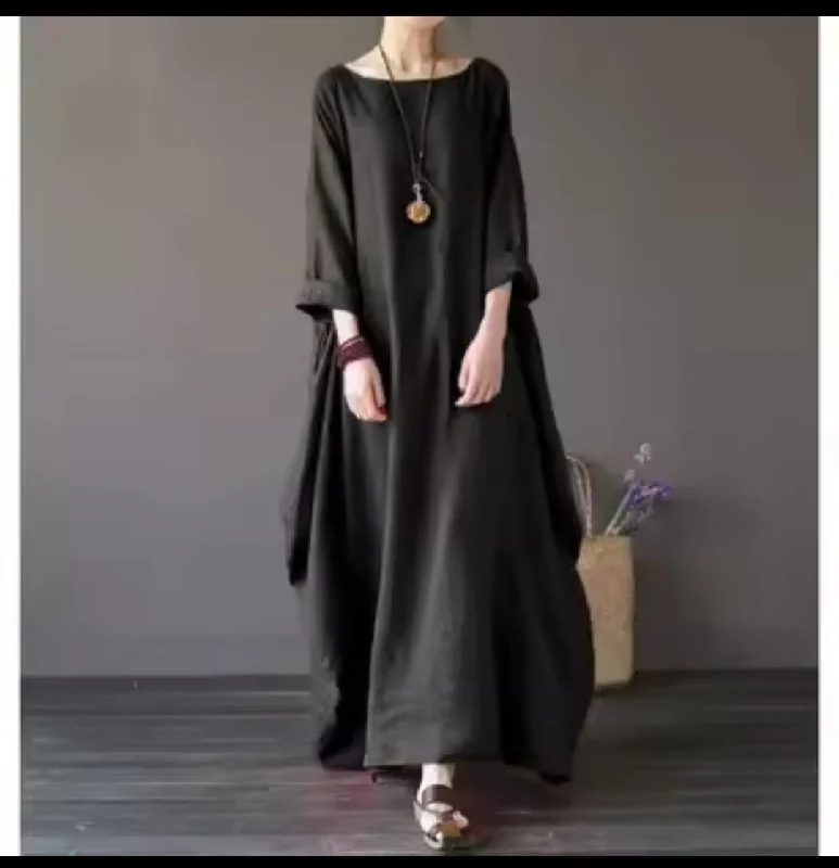A-line Dress Women Splice Long Dress Q202