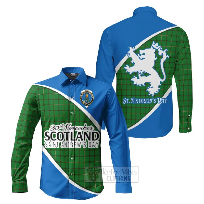 Don Family Crest Tartan Long Sleeve Button Shirt Celebrate Saint Andrew's Day in Style