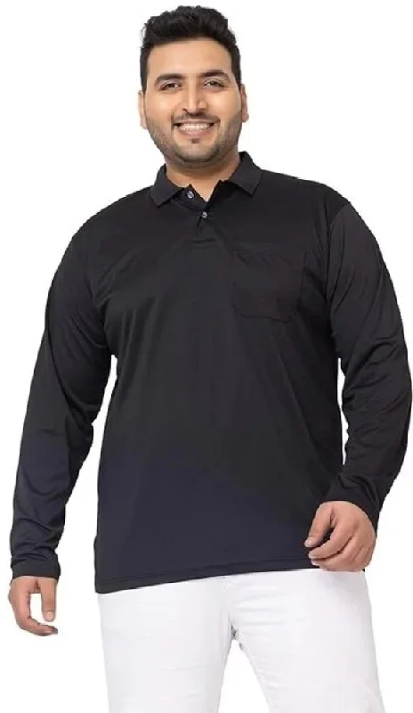 Men Solid Polo Neck Cotton Blend Black T-Shirt 156645