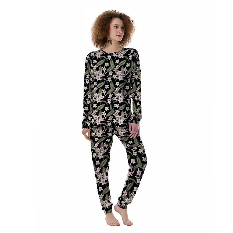 Flower Frangipani Print Pattern Women's Pajamas Shein pajama sets