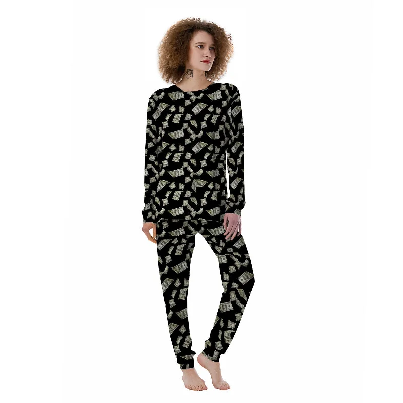 Flying US Dollar Money Print Women's Pajamas Softest pajama sets