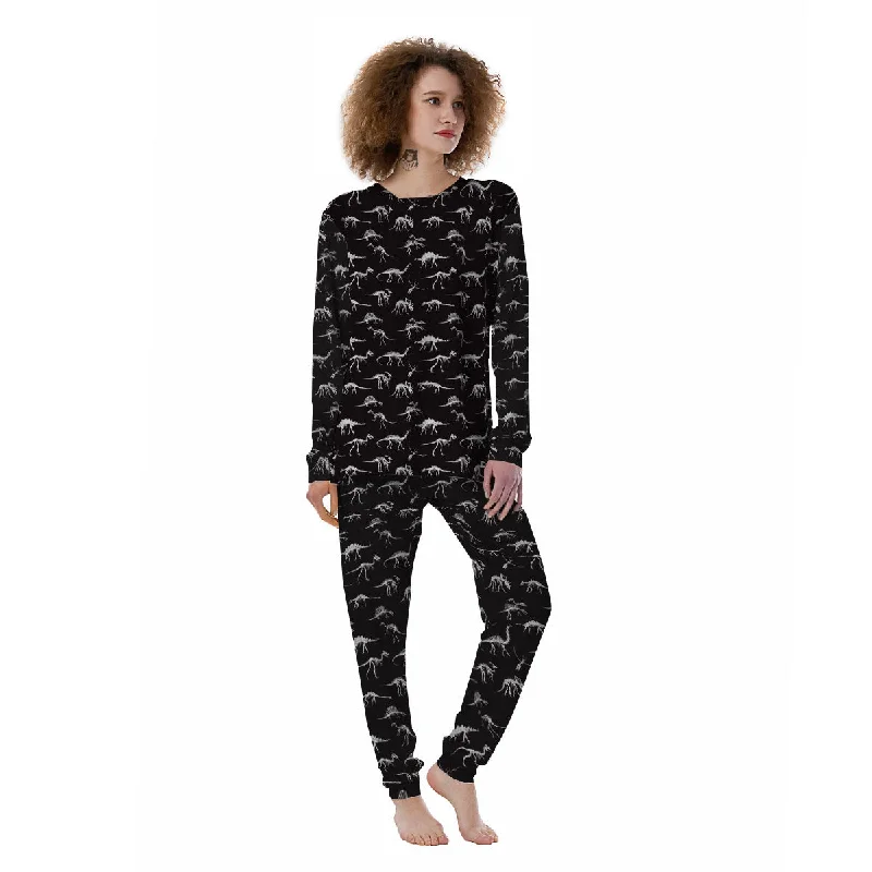 Fossil Dino Skeleton Print Pattern Women's Pajamas Budget-friendly pajama sets