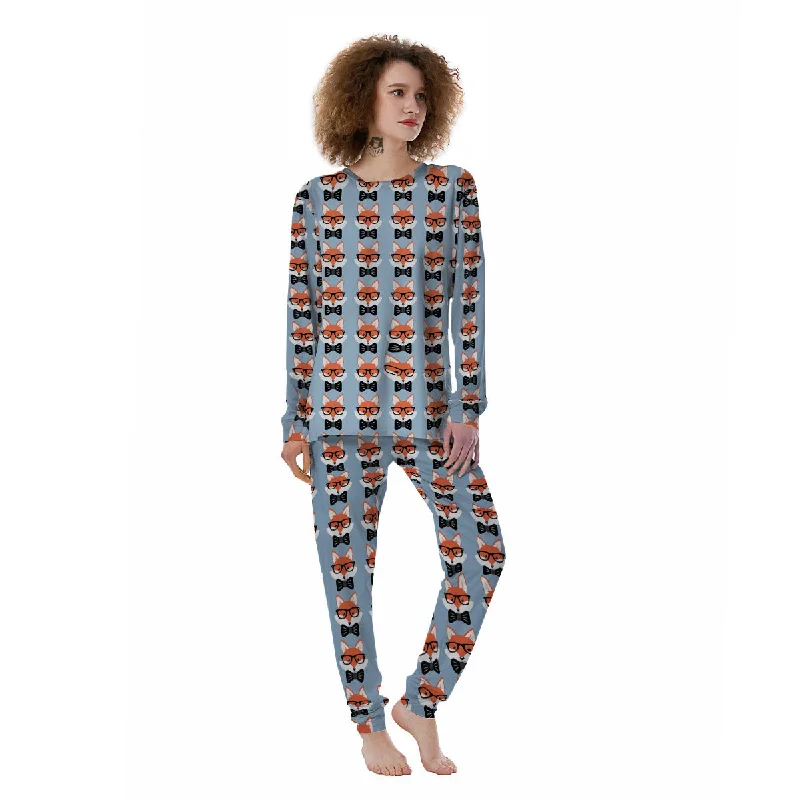 Fox With Glasses Print Pattern Women's Pajamas Sleeveless pajama sets