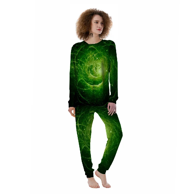 Fractal Green Print Women's Pajamas Vintage pajama sets