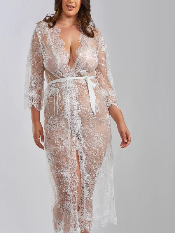 Lace Long Robe Plus Size Knitted pajama sets