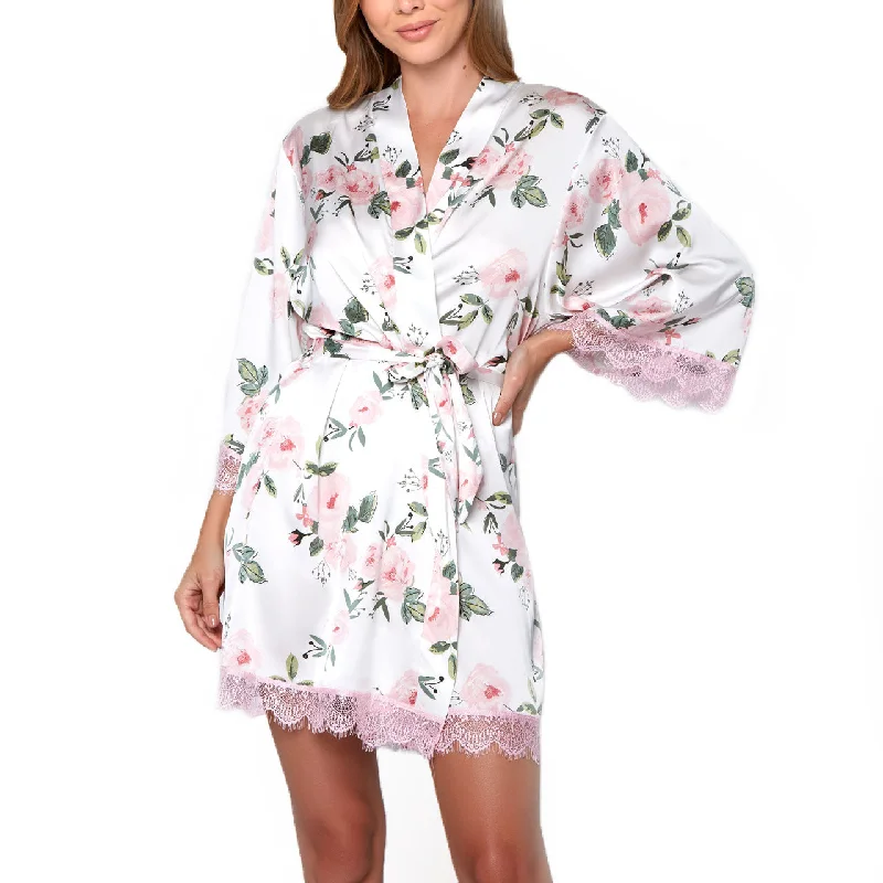 Pink Lace Satin Robe High-end pajama sets