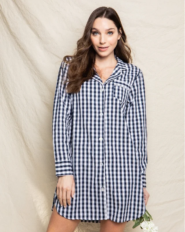 Women's Twill Nightshirt | Navy Gingham Vintage pajama sets