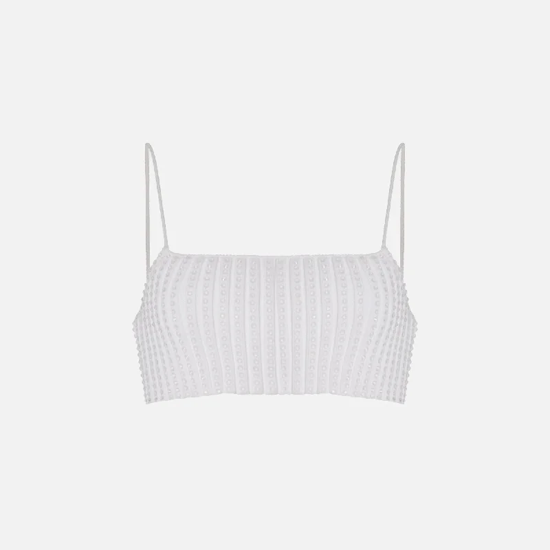 Alexander Wang Crystal Clear Rib Bandeau Bra - White Streetwear sweaters